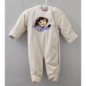 Vintage 2011 Dora The Explorer Snowsuit Infant Size 0-3 Months Zip Up One Piece